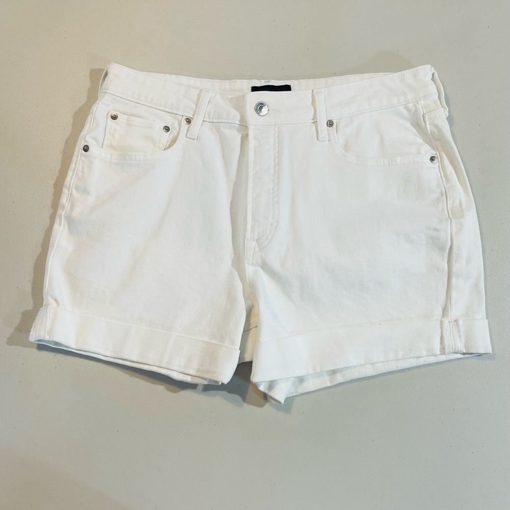 Free Assembly Artistic 14 High Waisted White Denim Shorts with Cuffed Hem GUC